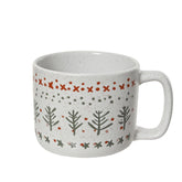 Decoris Stoneware Mug with Embossed Print 8.6cm - Off White
